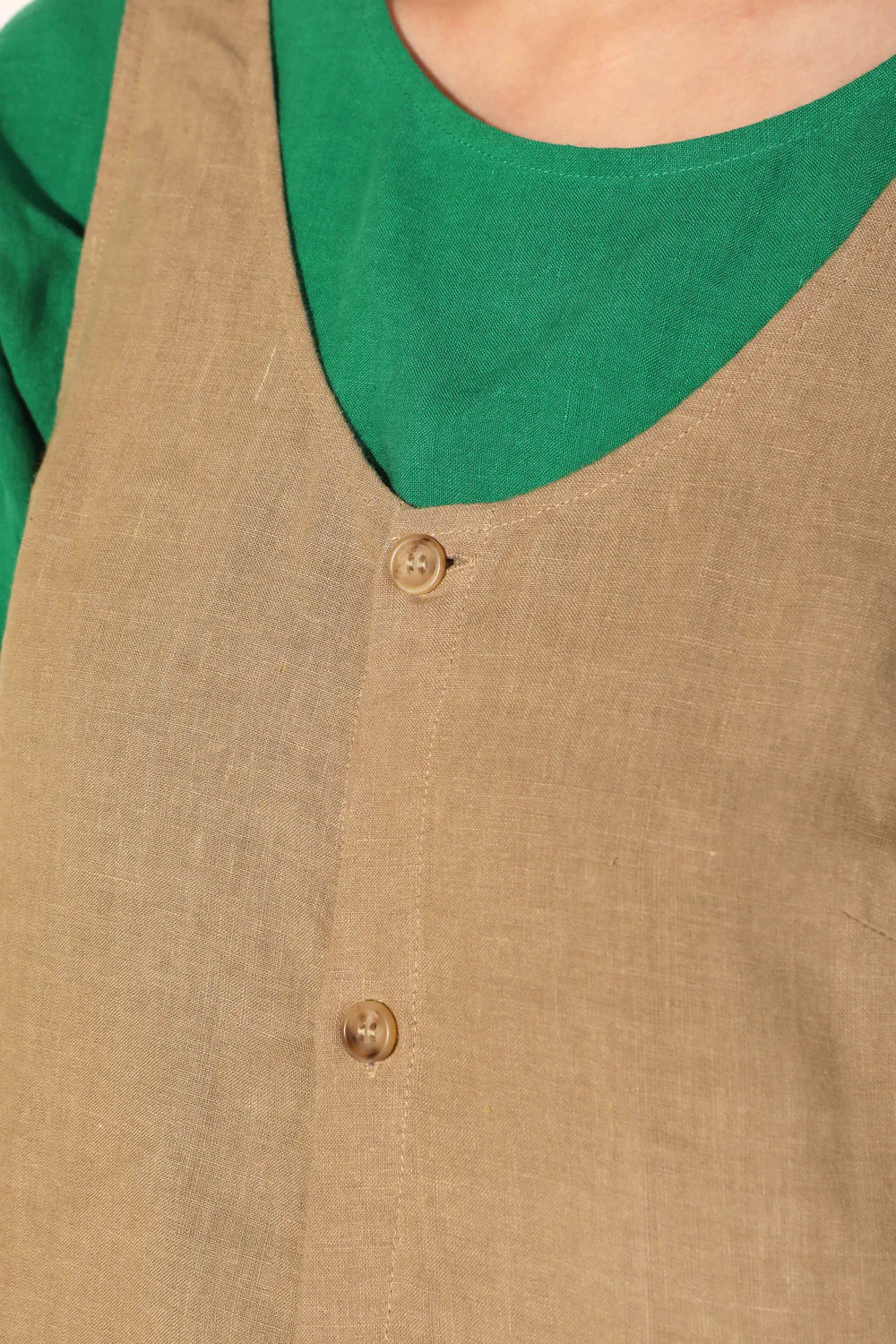 Button Front Slip Dress in Stone | LF Markey