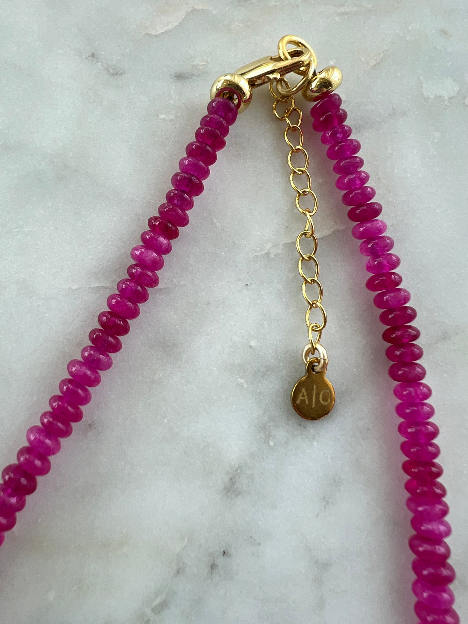 Micro Bead Necklace in Raspberry