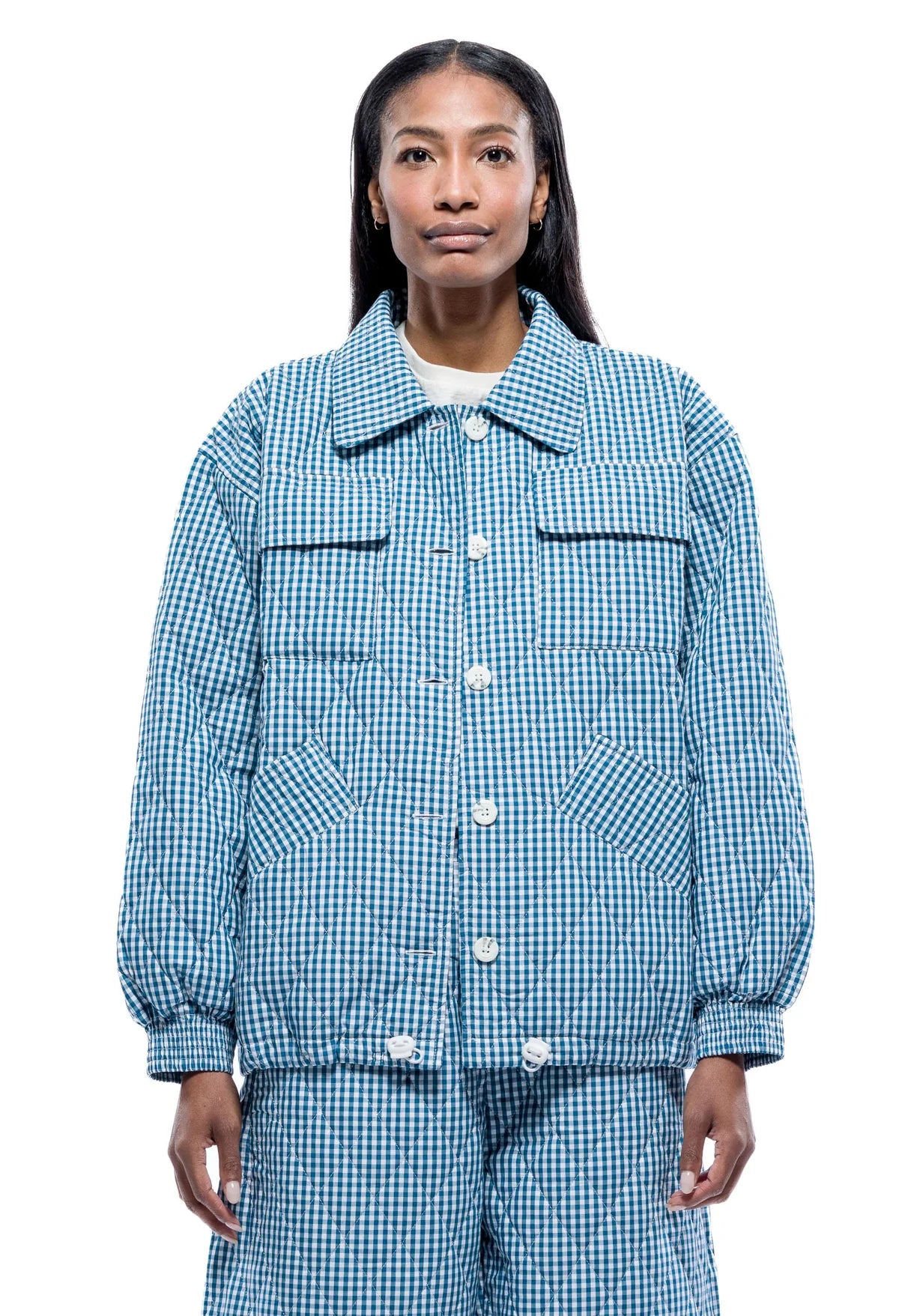 Carlo Jacket in Teal/White | Toit Volant