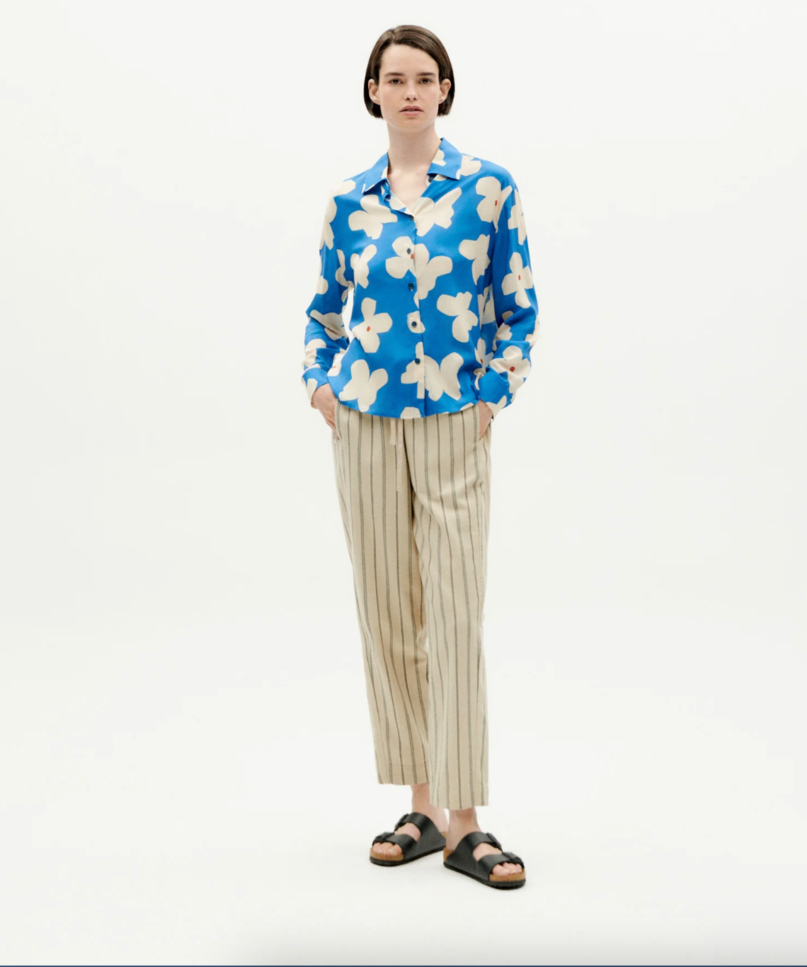 Butterfly/Flower Blouse in Blue | Thinking Mu