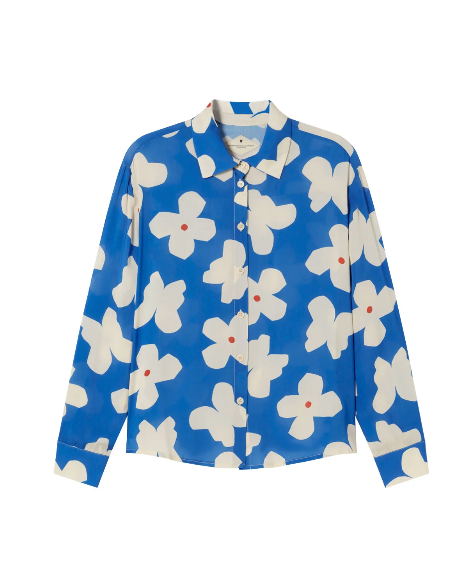 Butterfly/Flower Blouse in Blue | Thinking Mu