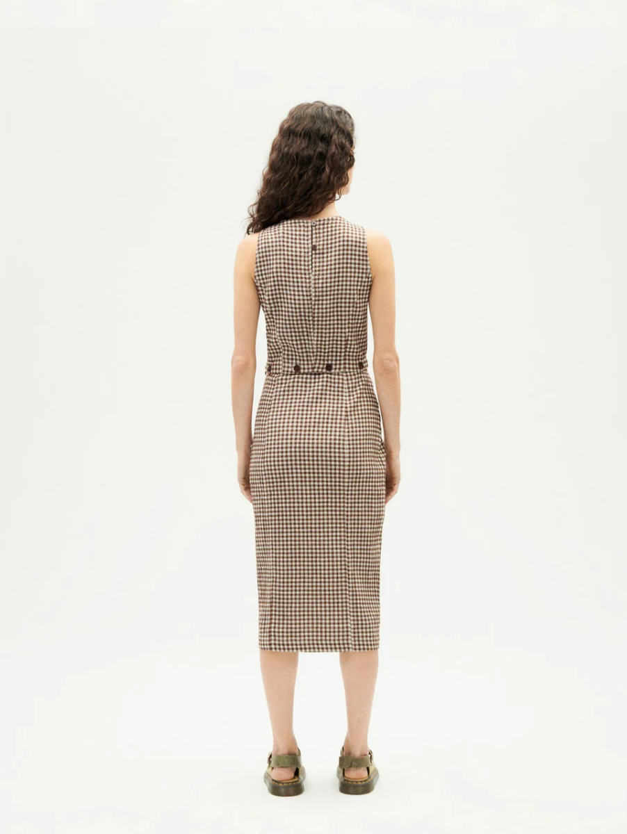 Wila Dress in Brown Seersucker | Thinking Mu