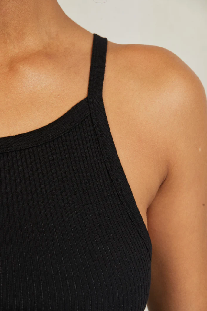 Bonnie Rib Tank Black| Perfect White Tee